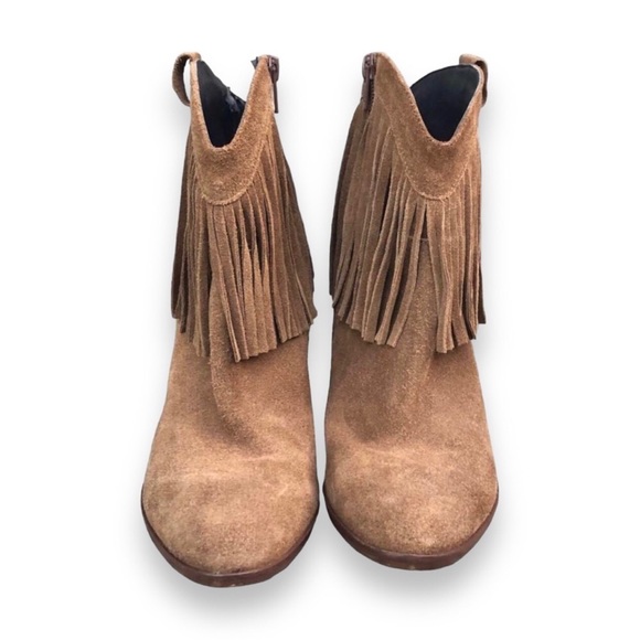 Andre Assous Fringe Suede Heeled Ankle Boots Size 7 US / 37 EU - Picture 2 of 10